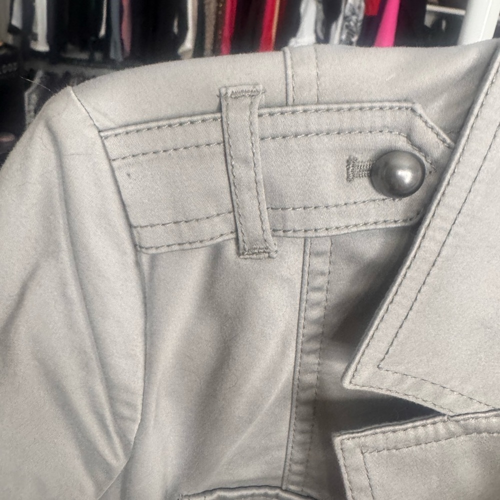 White House Black Market Light Silver/Gray Utility Jacket - Picture 3 of 5